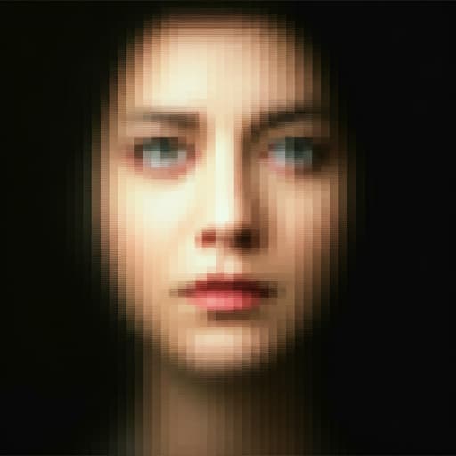 Blurry pixelated portrait of a person